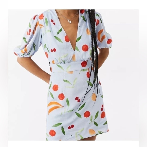 Finders Keepers Mixed Fruit Bowl Calypso Mini Dress Linen Blend Small size 4 - Picture 3 of 16